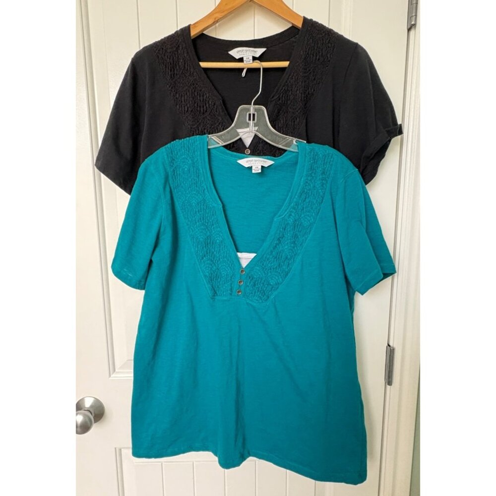 Great Northwest V-Neck Tops Womens Plus 2X Black Teal Short Sleeve T-Shirt Lot - Picture 14 of 14